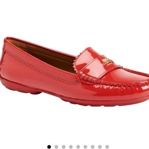 Coach red patent loafers